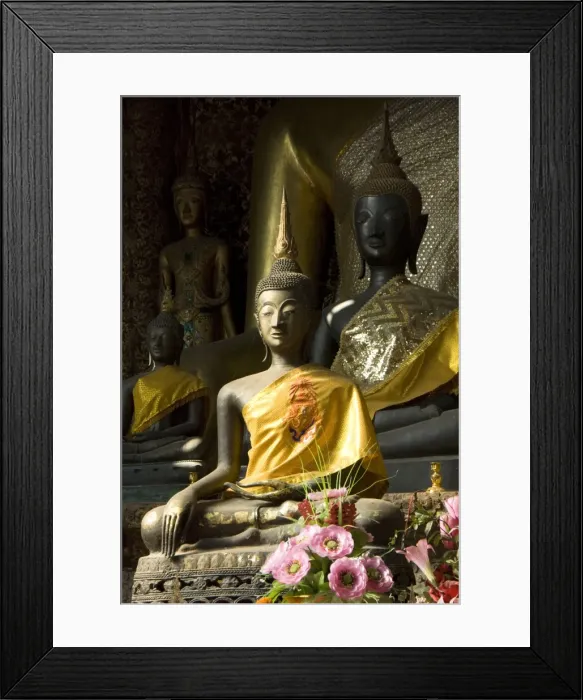 Framed Print : Sitting Buddhas in the Main Temple, Wat Xieng Thong, UNESCO World Heritage Site, Luang Prabang, Laos, Indochina, Southeast Asia, Asia Framed Print : Sitting Buddhas in the Main Temple, Wat Xieng Thong, UNESCO World Heritage Site, Luang Prabang, Laos, Indochina, Southeast Asia, Asia
