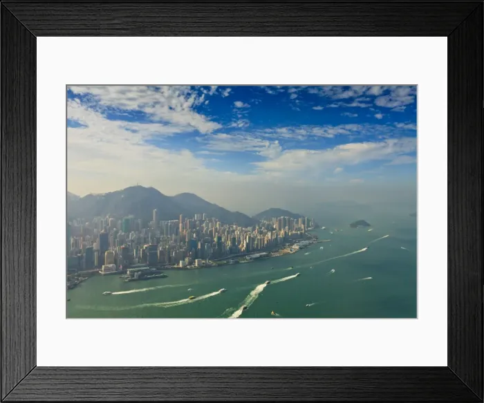 Framed Print : High view of the Hong Kong Island skyline and Victoria harbour, Hong Kong, China, Asia Framed Print : High view of the Hong Kong Island skyline and Victoria harbour, Hong Kong, China, Asia