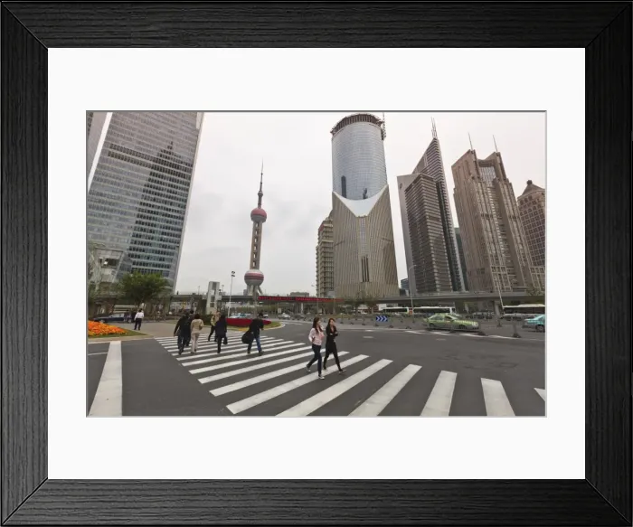 Framed Print : Pedestrian crossing in Pudong, the financial and business centre. Oriental Pearl Tower in centre, Shanghai, China, Asia Framed Print : Pedestrian crossing in Pudong, the financial and business centre. Oriental Pearl Tower in centre, Shanghai, China, Asia