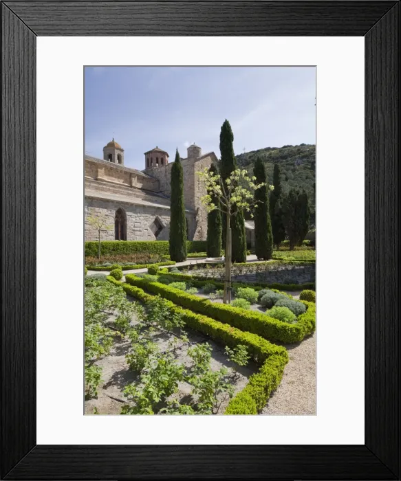 Framed Print : Rear of the Abbey Church from The Rose Garden in Fontfroide Abbey, Languedoc-Roussillon, France, Europe Framed Print : Rear of the Abbey Church from The Rose Garden in Fontfroide Abbey, Languedoc-Roussillon, France, Europe
