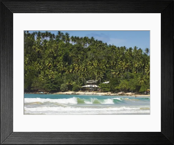 Framed Print : Western headland & surfing end of the south coast whale watch beach at Mirissa, near Matara, Southern Province, Sri Lanka, Asia Framed Print : Western headland & surfing end of the south coast whale watch beach at Mirissa, near Matara, Southern Province, Sri Lanka, Asia