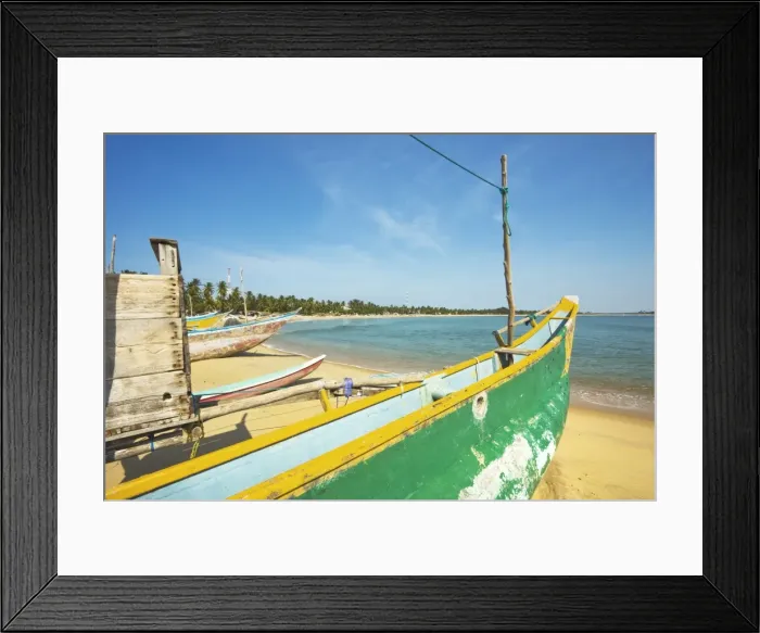Framed Print : Outrigger fishing boats on this popular surf beach, badly hit by the 2004 tsunami, Arugam Bay, Eastern Province, Sri Lanka, Asia Framed Print : Outrigger fishing boats on this popular surf beach, badly hit by the 2004 tsunami, Arugam Bay, Eastern Province, Sri Lanka, Asia