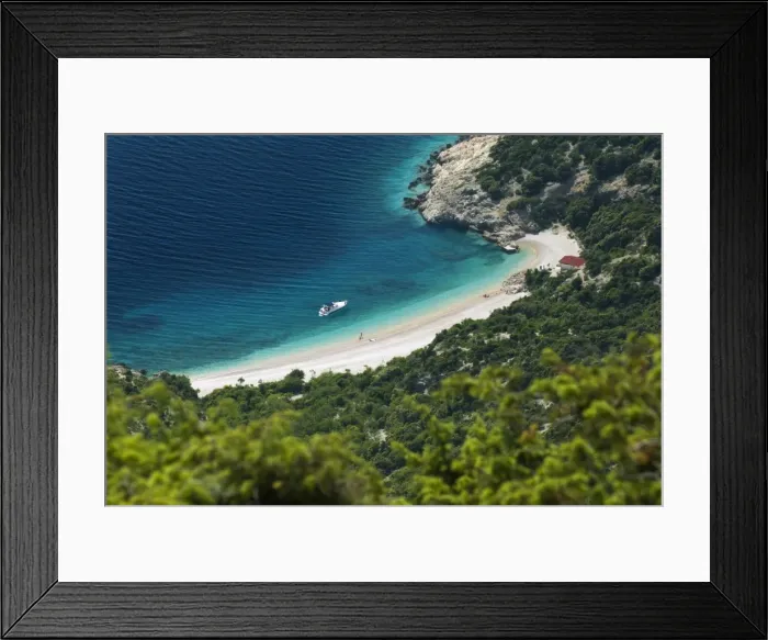 Framed Print : Secluded beach below village, Lubenice, Cres Island, Kvarner Gulf, Croatia, Adriatic, Europe