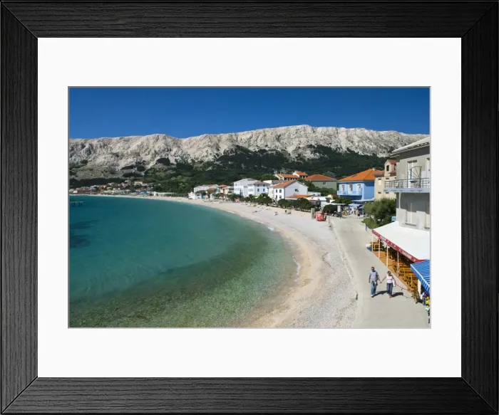 Framed Print : View over beach, Baska, Krk Island, Kvarner Gulf, Croatia, Adriatic, Europe Framed Print : View over beach, Baska, Krk Island, Kvarner Gulf, Croatia, Adriatic, Europe