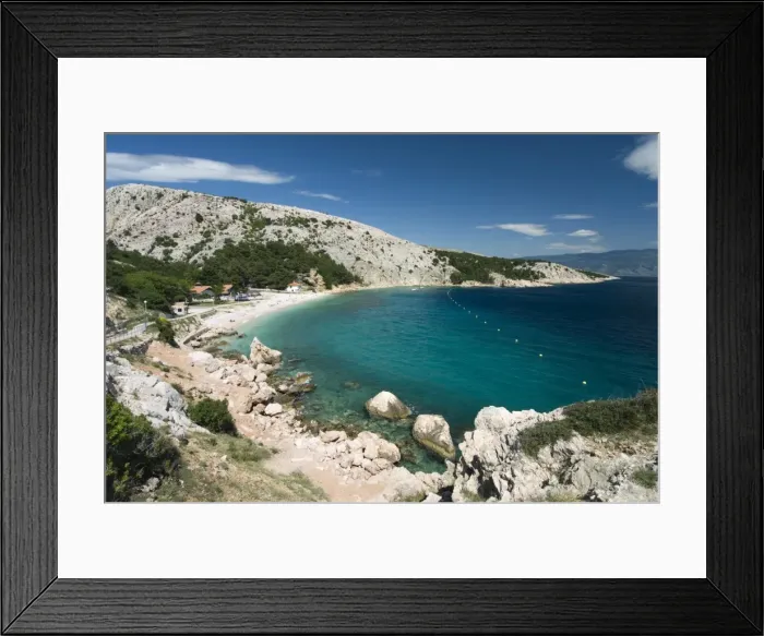 Framed Print : Secluded beach, Baska, Krk Island, Kvarner Gulf, Croatia, Adriatic, Europe