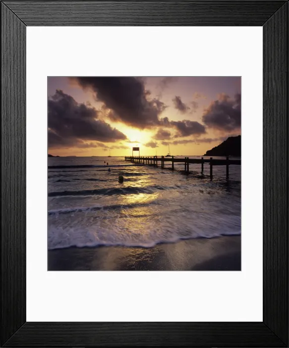Framed Print : Pier at sunrise, Plage de Santa Giulia, South East Corsica, Corsica, France, Mediterranean, Europe Framed Print : Pier at sunrise, Plage de Santa Giulia, South East Corsica, Corsica, France, Mediterranean, Europe