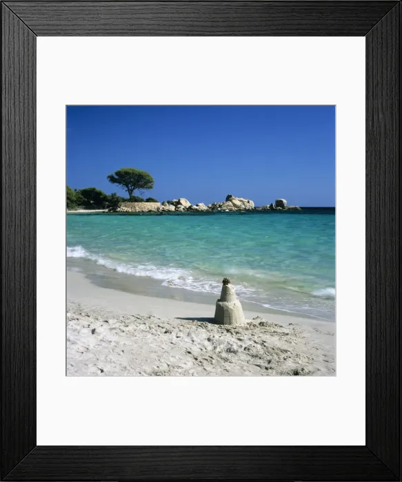 Framed Print : Sand castle, Palombaggia Beach, near Porto Vecchio, South East Corsica, Corsica, France, Mediterranean, Europe Framed Print : Sand castle, Palombaggia Beach, near Porto Vecchio, South East Corsica, Corsica, France, Mediterranean, Europe