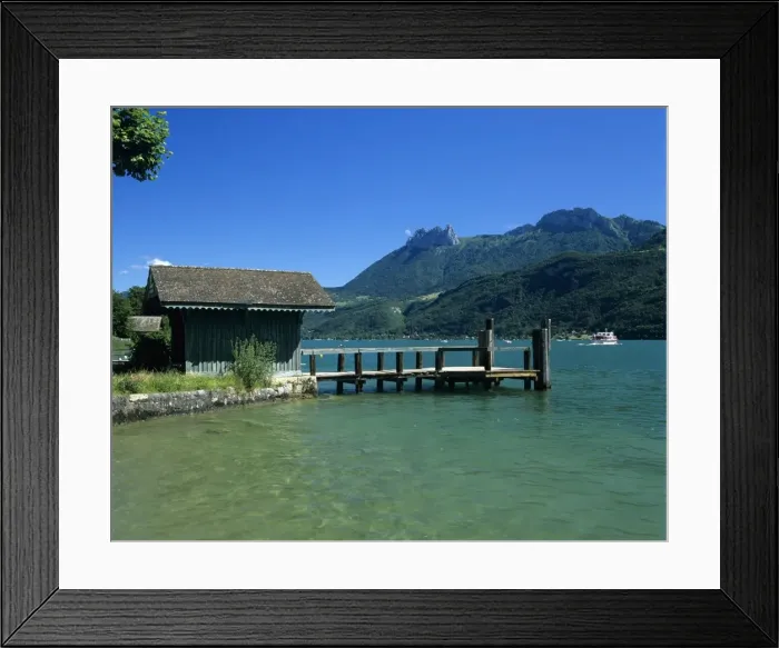 Framed Print : Pier on lake, Duingt, Lake Annecy, Rhone Alpes, France, Europe Framed Print : Pier on lake, Duingt, Lake Annecy, Rhone Alpes, France, Europe