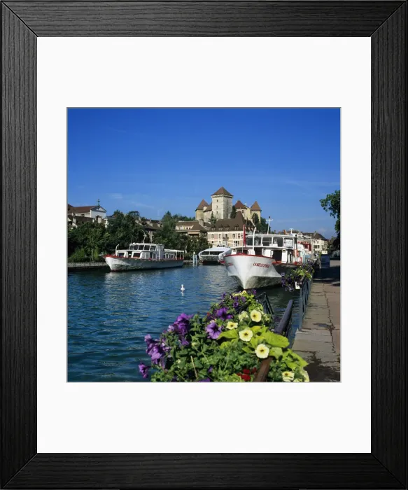 Framed Print : Tour boats on Canal du Thiou below Chateau, Annecy, Lake Annecy, Rhone Alpes, France, Europe Framed Print : Tour boats on Canal du Thiou below Chateau, Annecy, Lake Annecy, Rhone Alpes, France, Europe
