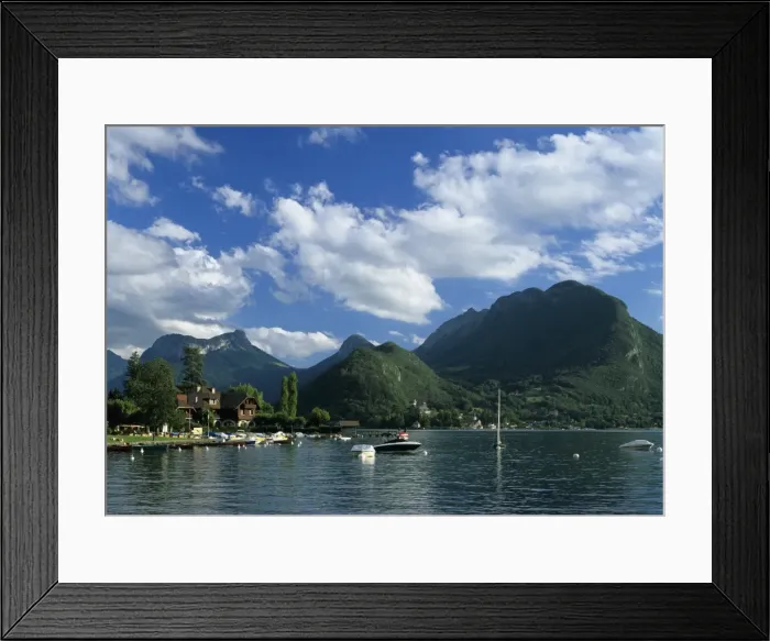Framed Print : View over Lake, Talloires, Lake Annecy, Rhone Alpes, France, Europe
