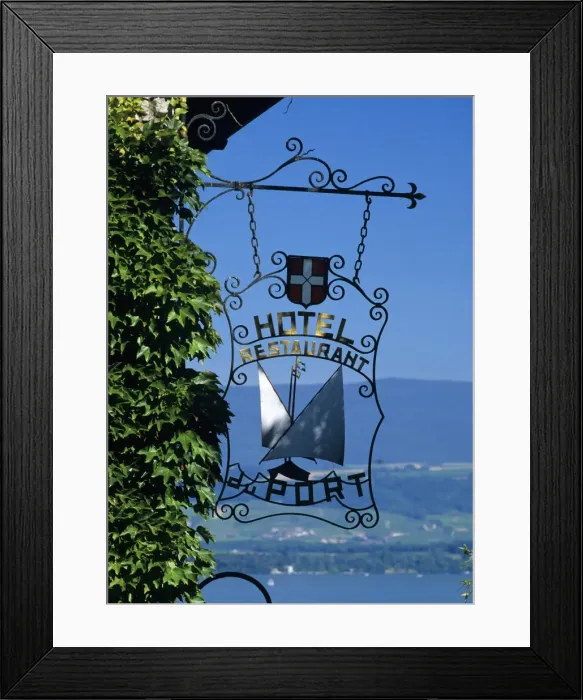 Framed Print : Hotel sign, Yvoire, Lake Geneva, Rhone Alpes, France, Europe Framed Print : Hotel sign, Yvoire, Lake Geneva, Rhone Alpes, France, Europe