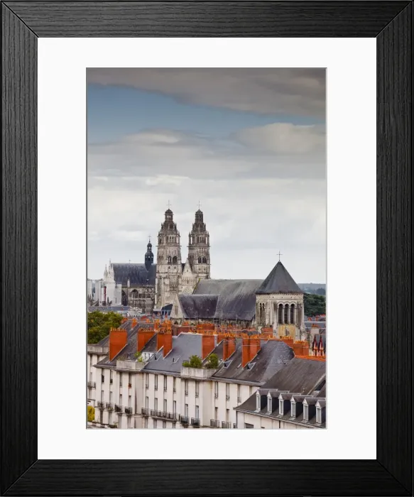 Framed Print : Looking across to St. Gaiten cathedral with the church of St. Julien visible across the rooftops, Tours, Indre-et-Loire, Loire Valley, Centre, France, Europe Framed Print : Looking across to St. Gaiten cathedral with the church of St. Julien visible across the rooftops, Tours, Indre-et-Loire, Loire Valley, Centre, France, Europe