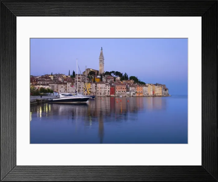Framed Print : Old Town and St. Euphemias Church at dawn, Rovinj, Istria, Croatia, Adriatic, Europe Framed Print : Old Town and St. Euphemias Church at dawn, Rovinj, Istria, Croatia, Adriatic, Europe
