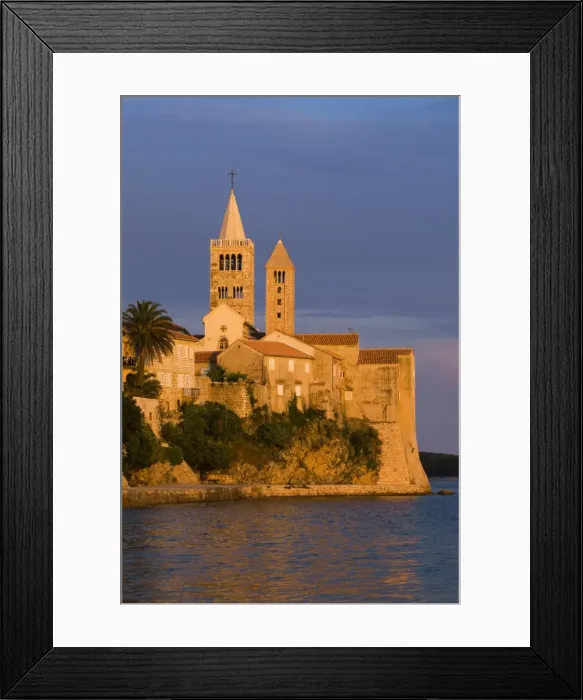 Framed Print : View of old town and campaniles at sunset, Rab Town, Rab Island, Kvarner Gulf, Croatia, Adriatic, Europe Framed Print : View of old town and campaniles at sunset, Rab Town, Rab Island, Kvarner Gulf, Croatia, Adriatic, Europe
