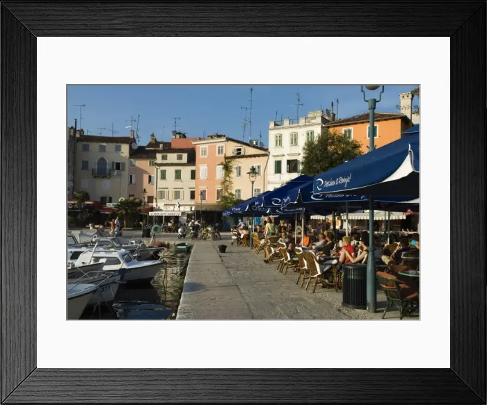 Framed Print : Cafe scene along the harbour, Rovinj, Istria, Croatia, Adriatic, Europe Framed Print : Cafe scene along the harbour, Rovinj, Istria, Croatia, Adriatic, Europe