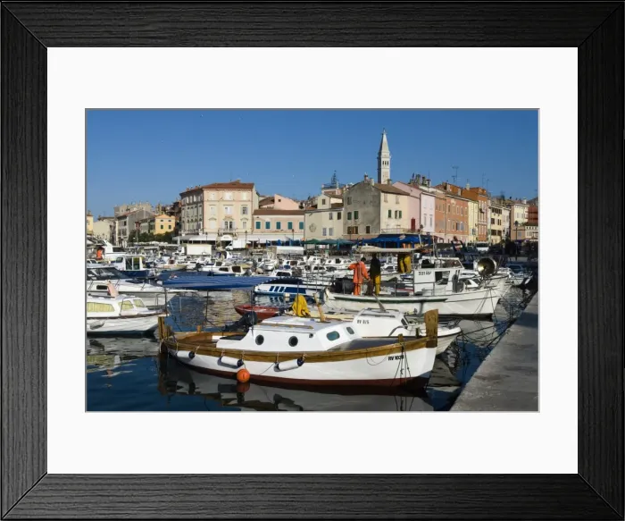 Framed Print : Fishing harbour and St. Euphemias Church, Rovinj, Istria, Croatia, Adriatic, Europe Framed Print : Fishing harbour and St. Euphemias Church, Rovinj, Istria, Croatia, Adriatic, Europe