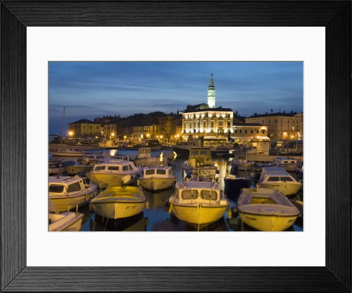 Framed Print : Dusk over harbour and St. Euphemias Church, Rovinj, Istria, Croatia, Adriatic, Europe Framed Print : Dusk over harbour and St. Euphemias Church, Rovinj, Istria, Croatia, Adriatic, Europe