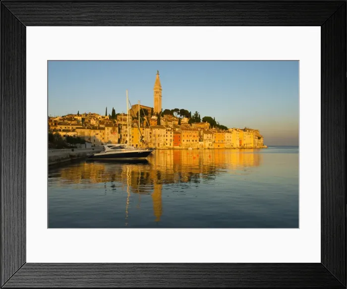 Framed Print : Old Town and St. Euphemias Church at sunrise, Rovinj, Istria, Croatia, Adriatic, Europe