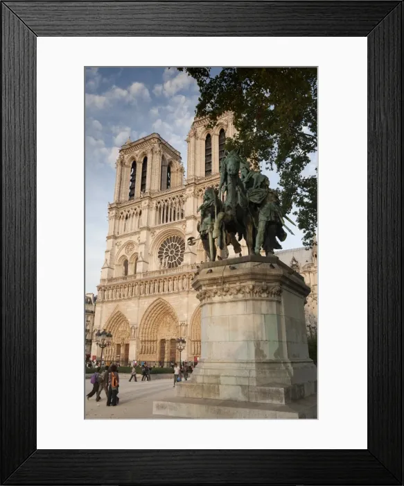 Framed Print : Gothic Notre Dame Cathedral and statue of Charlemagne et ses Leudes, Place du Parvis Notre Dame, Ile de la Cite, Paris, France, Europe Framed Print : Gothic Notre Dame Cathedral and statue of Charlemagne et ses Leudes, Place du Parvis Notre Dame, Ile de la Cite, Paris, France, Europe
