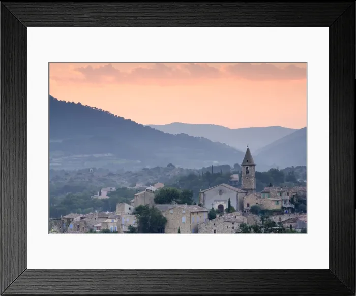 Framed Print : View of village at dawn, Mirabel aux Baronnies, Provence, France, Europe Framed Print : View of village at dawn, Mirabel aux Baronnies, Provence, France, Europe