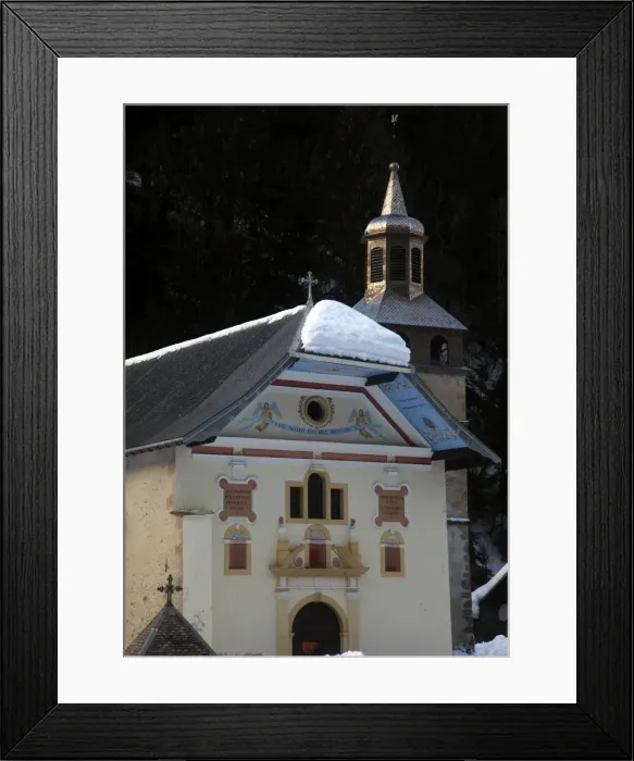 Framed Print : Alpine church near St. Gervais, French Alps, France, Europe Framed Print : Alpine church near St. Gervais, French Alps, France, Europe