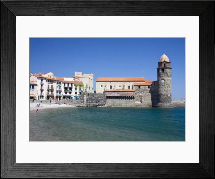 Framed Print : View of the Church of Notre-Dame-des-Anges from the harbour at Collioure, Cote Vermeille, Languedoc-Roussillon, France, Europe Framed Print : View of the Church of Notre-Dame-des-Anges from the harbour at Collioure, Cote Vermeille, Languedoc-Roussillon, France, Europe