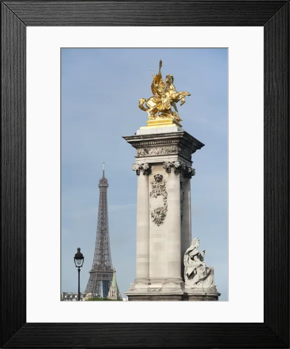 Framed Print : Decorated pillar of Alexandre III Bridge and the Eiffel Tower, Paris, France, Europe Framed Print : Decorated pillar of Alexandre III Bridge and the Eiffel Tower, Paris, France, Europe