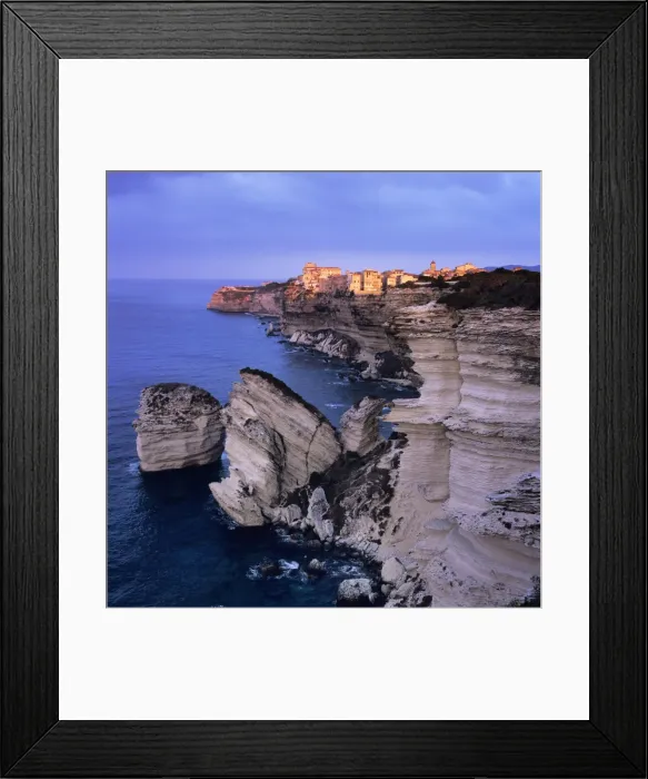 Framed Print : The Falaise and Haute Ville at dawn, Bonifacio, South Corsica, Corsica, France, Mediterranean, Europe