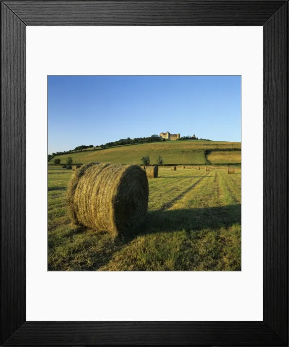 Framed Print : Hay bales below the Chateau, Chateauneuf, Burgundy, France, Europe Framed Print : Hay bales below the Chateau, Chateauneuf, Burgundy, France, Europe