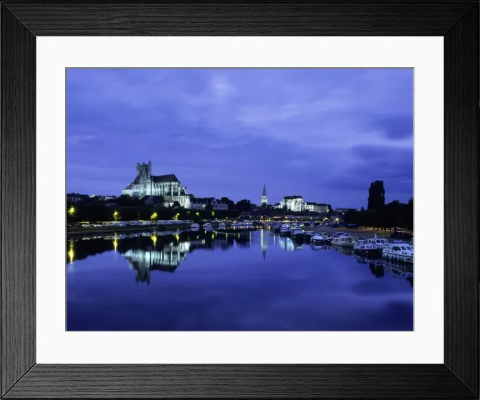 Framed Print : River Yonne and Cathedral (Cathedrale Saint-Etienne d Auxerre) at dusk, Auxerre, Burgundy, France, Europe Framed Print : River Yonne and Cathedral (Cathedrale Saint-Etienne d Auxerre) at dusk, Auxerre, Burgundy, France, Europe