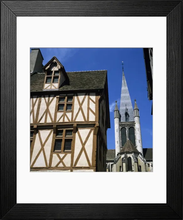 Framed Print : Timber framed house in the old district, Dijon, Burgundy, France, Europe