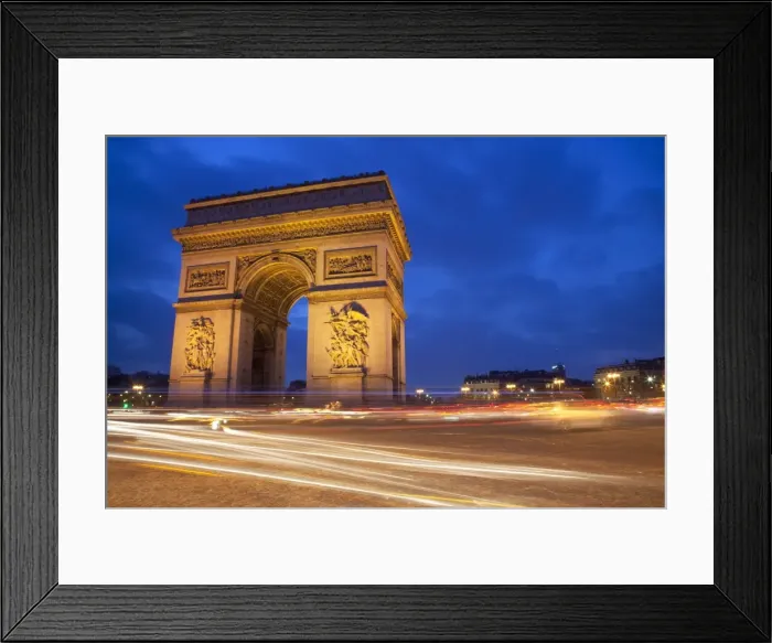 Framed Print : Traffic at the Arc de Triomphe at night, Paris, France, Europe Framed Print : Traffic at the Arc de Triomphe at night, Paris, France, Europe