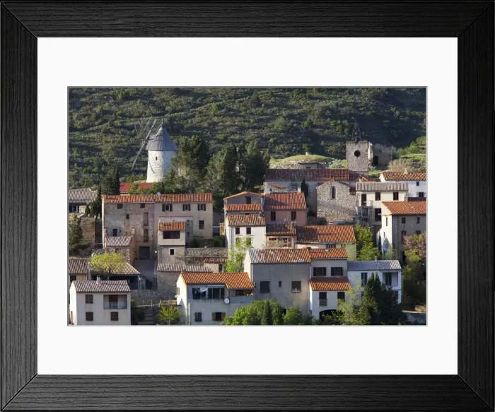 Framed Print : View of the windmill at Cucugan in Languedoc-Roussillon, France, Europe Framed Print : View of the windmill at Cucugan in Languedoc-Roussillon, France, Europe