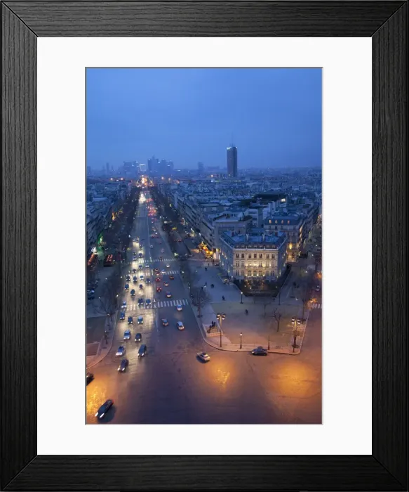 Framed Print : Avenue de la Grande Armee at night with La Defense in the distance from the Arc de Triomphe, Paris, France, Europe Framed Print : Avenue de la Grande Armee at night with La Defense in the distance from the Arc de Triomphe, Paris, France, Europe