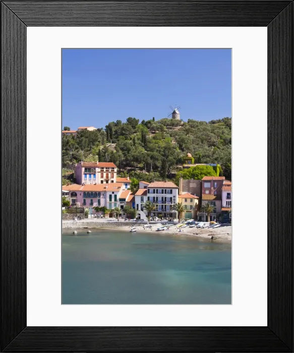 Framed Print : A view of the beach at Collioure in Languedoc-Roussilon, France, Europe Framed Print : A view of the beach at Collioure in Languedoc-Roussilon, France, Europe