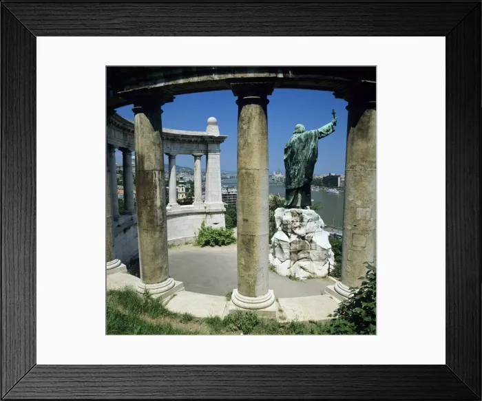 Framed Print : Gellert Monument with view over River Danube and city, Gellert Hill, Budapest, Hungary, Europe Framed Print : Gellert Monument with view over River Danube and city, Gellert Hill, Budapest, Hungary, Europe