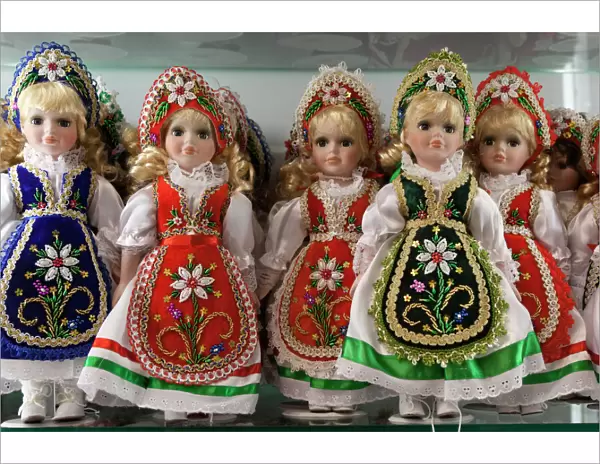 Souvenir dolls in traditional Hungarian costumes, Budapest, Hungary, Europe