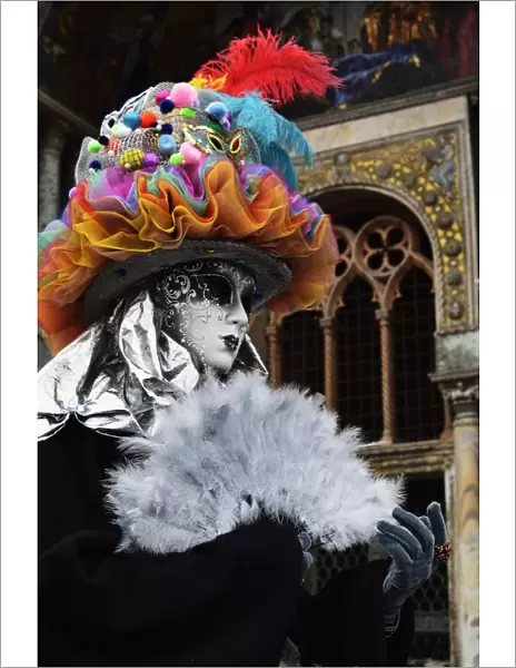 Masked figure in costume at the 2012 Carnival, Venice, Veneto, Italy, Europe
