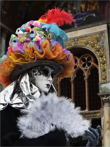 Masked figure in costume at the 2012 Carnival, Venice, Veneto, Italy, Europe