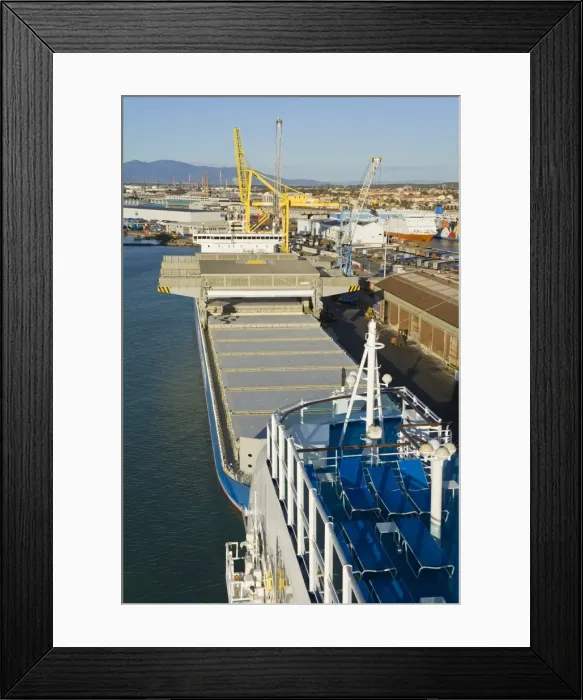 Framed Print : Cargo ship in the Port of Livorno, Tuscany, Italy, Europe Framed Print : Cargo ship in the Port of Livorno, Tuscany, Italy, Europe