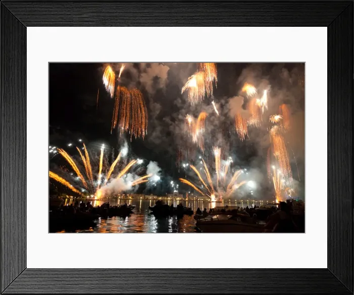 Framed Print : The amazing fireworks display during the night of Redentore celebration in the basin of St. Mark, Venice, Veneto, Italy, Europe Framed Print : The amazing fireworks display during the night of Redentore celebration in the basin of St. Mark, Venice, Veneto, Italy, Europe