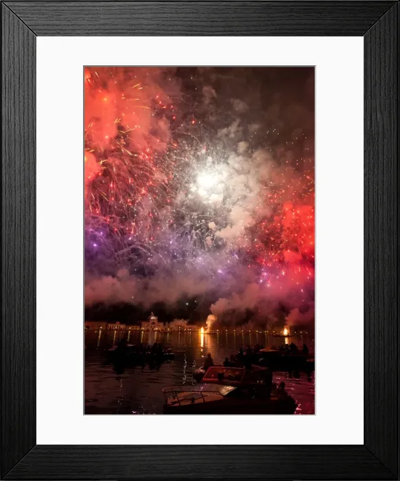 Framed Print : The amazing fireworks display during the night of Redentore celebration in the basin of St. Mark, Venice, Veneto, Italy, Europe Framed Print : The amazing fireworks display during the night of Redentore celebration in the basin of St. Mark, Venice, Veneto, Italy, Europe