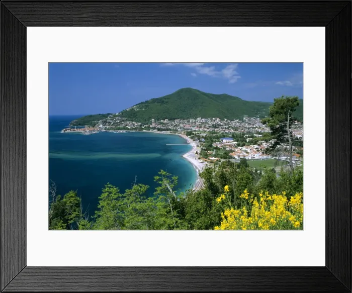 Framed Print : View over town and Slovenska Beach, Budva, The Budva Riviera, Montenegro, Europe Framed Print : View over town and Slovenska Beach, Budva, The Budva Riviera, Montenegro, Europe