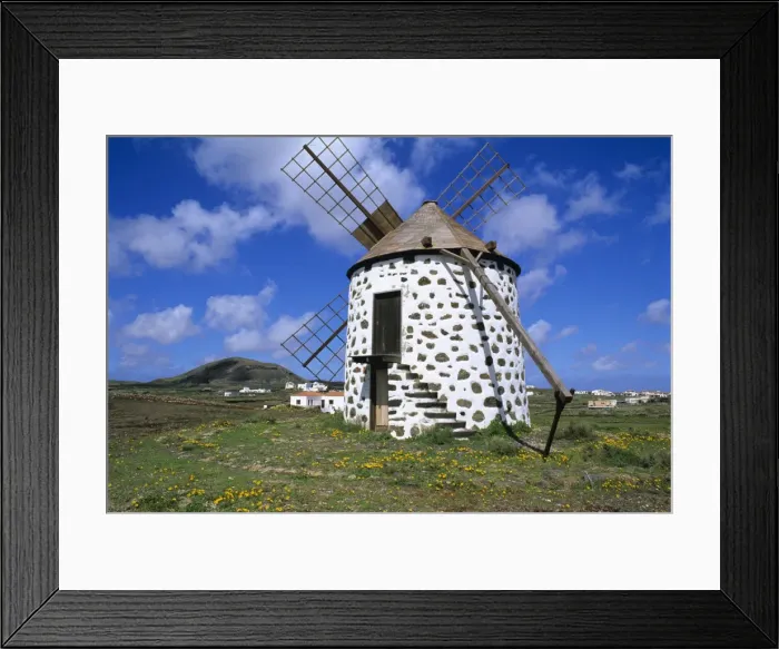 Framed Print : Windmill set in volcanic landscape, Villaverde, Fuerteventura, Canary Islands, Spain, Europe Framed Print : Windmill set in volcanic landscape, Villaverde, Fuerteventura, Canary Islands, Spain, Europe