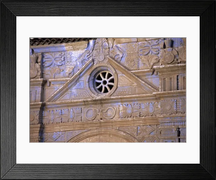 Framed Print : Door arch inspired by Aztec designs of the parish church of Our Lady of Regla, Pajara, Fuerteventura, Canary Islands, Spain, Europe Framed Print : Door arch inspired by Aztec designs of the parish church of Our Lady of Regla, Pajara, Fuerteventura, Canary Islands, Spain, Europe