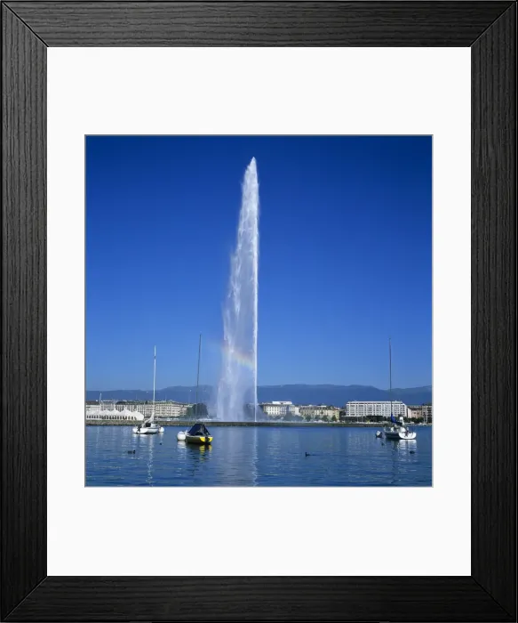 Framed Print : Jet d eau (water jet), Geneva, Lake Geneva (Lac Leman), Switzerland, Europe Framed Print : Jet d eau (water jet), Geneva, Lake Geneva (Lac Leman), Switzerland, Europe