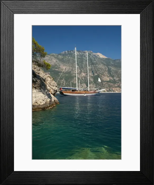Framed Print : Gulet cruise, Olu Deniz, near Fethiye, Aegean, Anatolia, Turkey, Asia Minor, Eurasia