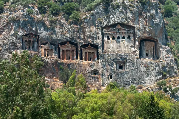 Lycian Rock Tombs of Caunos, near Dalyan, Aegean, Anatolia, Turkey, Asia Minor, Eurasia