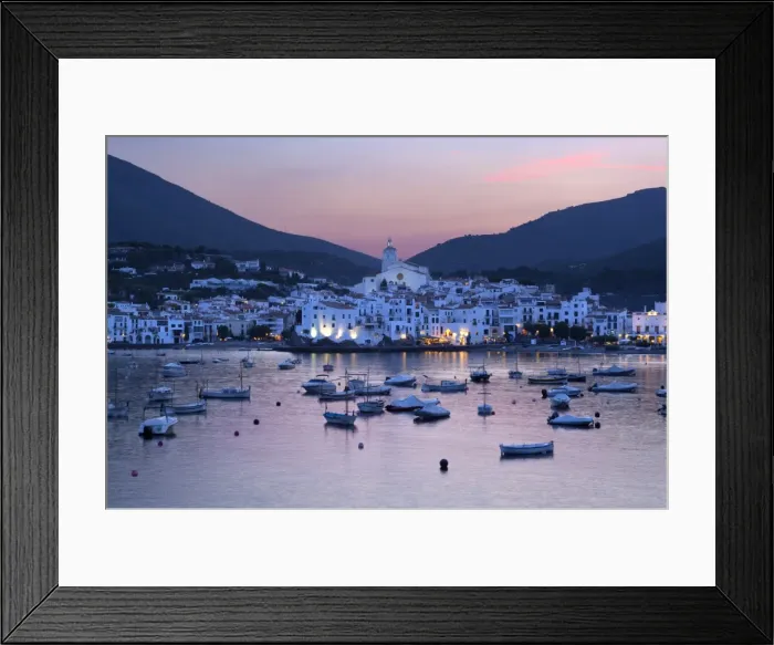 Framed Print : Harbour at dusk, Cadaques, Costa Brava, Catalonia, Spain, Mediterranean, Europe Framed Print : Harbour at dusk, Cadaques, Costa Brava, Catalonia, Spain, Mediterranean, Europe