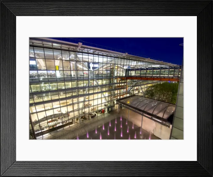 Framed Print : Heathrow Airport Terminal 5 building at dusk, London, England, United Kingdom, Europe Framed Print : Heathrow Airport Terminal 5 building at dusk, London, England, United Kingdom, Europe